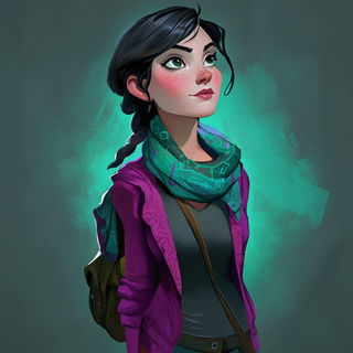 Palafitte Chromapop style, Midjourney V6.1: photographic portrait of female protagonist