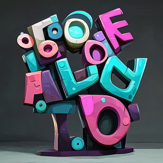 Palafitte Chromapop style, Midjourney V6.1: typographic composition with large letters