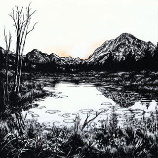 Ruinbillboardism style, Midjourney V6.1: realistic landscape photograph of quiet dawn