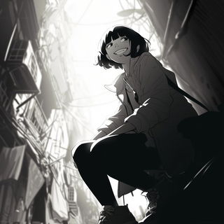 Marblenox style, Midjourney V6.1: black-and-white manga comic strip