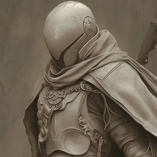 Scriptorium Aperture style, Midjourney V6.1: concept art character design of retropunk steam knight