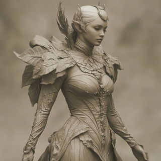 Scriptorium Aperture style, Midjourney V6.1: haute-couture fashion outfit