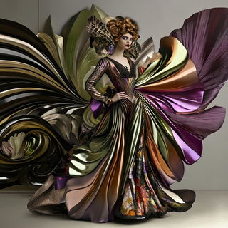 Dockside Reductionism style, Midjourney V6.1: haute-couture fashion outfit