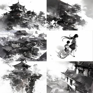 Scarpstory style, Midjourney V6.1: black-and-white manga comic strip