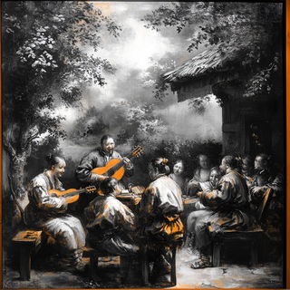 Scarpstory style, Midjourney V6.1: classical 18th-century oil painting