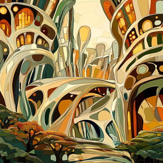 Basalt Retina style, Midjourney V6.1: megacity with futuristic bioarchitecture
