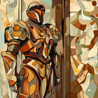 Basalt Retina style, Midjourney V6.1: concept art character design of retropunk steam knight