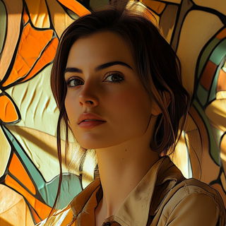 Basalt Retina style, Midjourney V6.1: photographic portrait of female protagonist