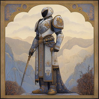 Nebula Hatchery style, Midjourney V6.1: concept art character design of retropunk steam knight