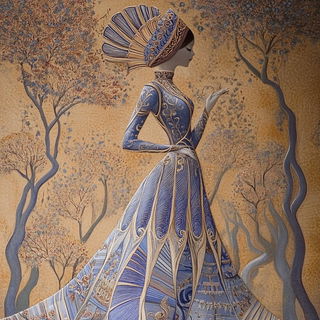Nebula Hatchery style, Midjourney V6.1: haute-couture fashion outfit