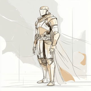 Mythotype style, Midjourney V6.1: concept art character design of retropunk steam knight