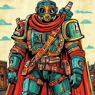 Tealstrike style, Midjourney V6.1: concept art character design of retropunk steam knight