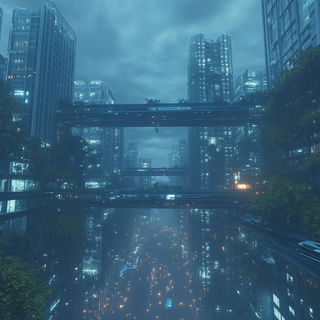 Masquerade Woodglyph style, Midjourney V6.1: megacity with futuristic bioarchitecture