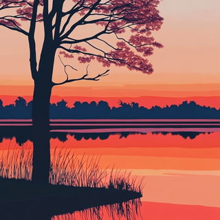 Glimmerwild style, Midjourney V6.1: realistic landscape photograph of quiet dawn