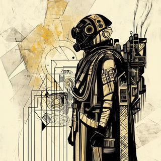 Brackenwake Field Office style, Midjourney V6.1: concept art character design of retropunk steam knight