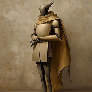 Baroque Terra Tableau style, Midjourney V6.1: concept art character design of retropunk steam knight