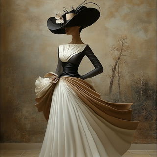Baroque Terra Tableau style, Midjourney V6.1: haute-couture fashion outfit