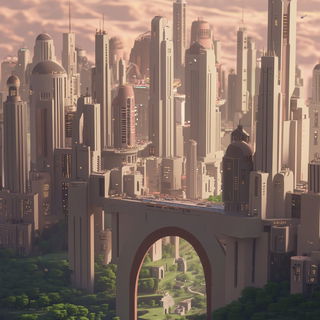Tropicaravel style, Midjourney V6.1: megacity with futuristic bioarchitecture