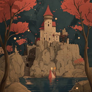 Tropicaravel style, Midjourney V6.1: retro fairy-tale illustration