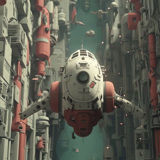 Tropicaravel style, Midjourney V6.1: cinematic shot from sci-fi movie