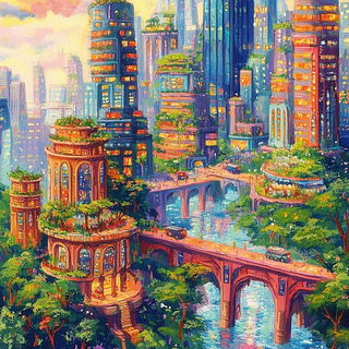 Panelmation style, Midjourney V6.1: megacity with futuristic bioarchitecture