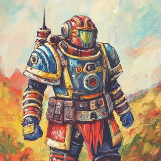 Panelmation style, Midjourney V6.1: concept art character design of retropunk steam knight