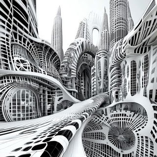 Terracotta Skystack style, Midjourney V6.1: megacity with futuristic bioarchitecture