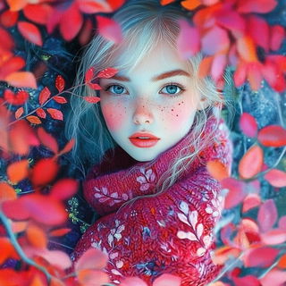 Inkframe Aviary style, Midjourney V6.1: photographic portrait of female protagonist