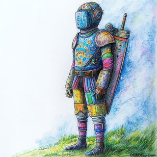 Panelgrim style, Midjourney V6.1: concept art character design of retropunk steam knight