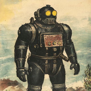 Painted Escarpmentia style, Midjourney V6.1: concept art character design of retropunk steam knight
