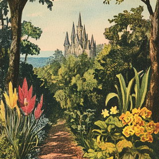 Painted Escarpmentia style, Midjourney V6.1: retro fairy-tale illustration
