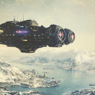 Painted Escarpmentia style, Midjourney V6.1: cinematic shot from sci-fi movie