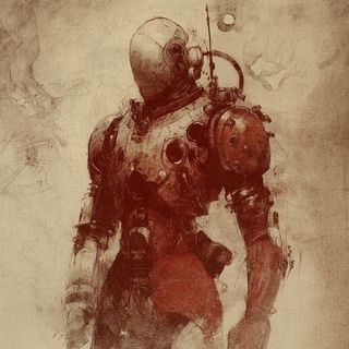 Prismspill style, Midjourney V6.1: concept art character design of retropunk steam knight