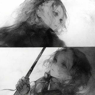 Prismspill style, Midjourney V6.1: black-and-white manga comic strip