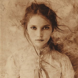 Prismspill style, Midjourney V6.1: photographic portrait of female protagonist