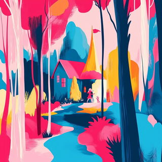 Fluxenamel style, Midjourney V6.1: retro fairy-tale illustration