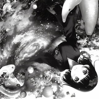 Hardshadow Stillworld style, Midjourney V6.1: black-and-white manga comic strip