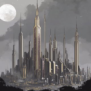 Kaleidostitch style, Midjourney V6.1: megacity with futuristic bioarchitecture