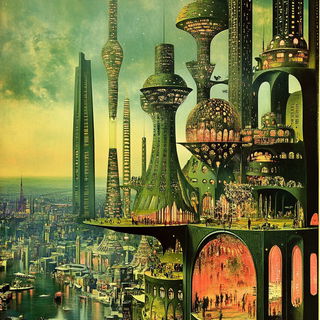 Violetide style, Midjourney V6.1: megacity with futuristic bioarchitecture