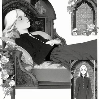 Violetide style, Midjourney V6.1: black-and-white manga comic strip