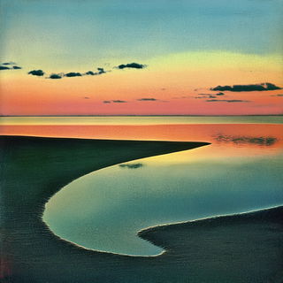 Violetide style, Midjourney V6.1: realistic landscape photograph of quiet dawn