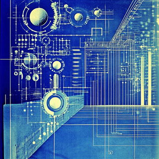 Violetide style, Midjourney V6.1: technical infrastructure blueprint schematics