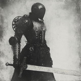 Phytomorph style, Midjourney V6.1: concept art character design of retropunk steam knight