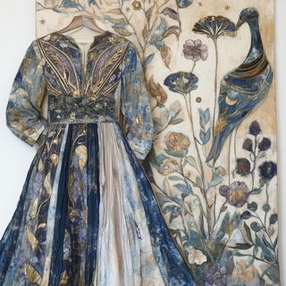 Herbarium Solis style, Midjourney V6.1: haute-couture fashion outfit