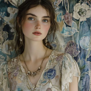 Herbarium Solis style, Midjourney V6.1: photographic portrait of female protagonist