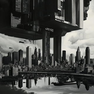 Chromacontour style, Midjourney V6.1: megacity with futuristic bioarchitecture