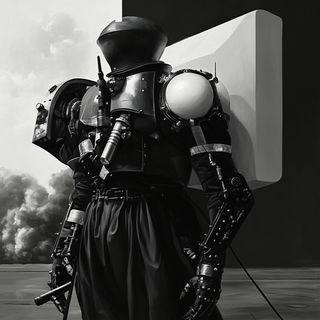 Chromacontour style, Midjourney V6.1: concept art character design of retropunk steam knight