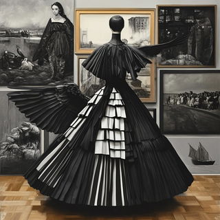 Chromacontour style, Midjourney V6.1: haute-couture fashion outfit