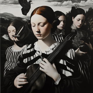 Chromacontour style, Midjourney V6.1: classical 18th-century oil painting