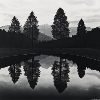 Chromacontour style, Midjourney V6.1: realistic landscape photograph of quiet dawn
